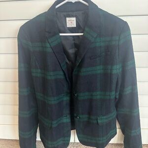 GAP Academy blazer Green Blue Plaid Blazer womens 12 wool acrylic boxy classic